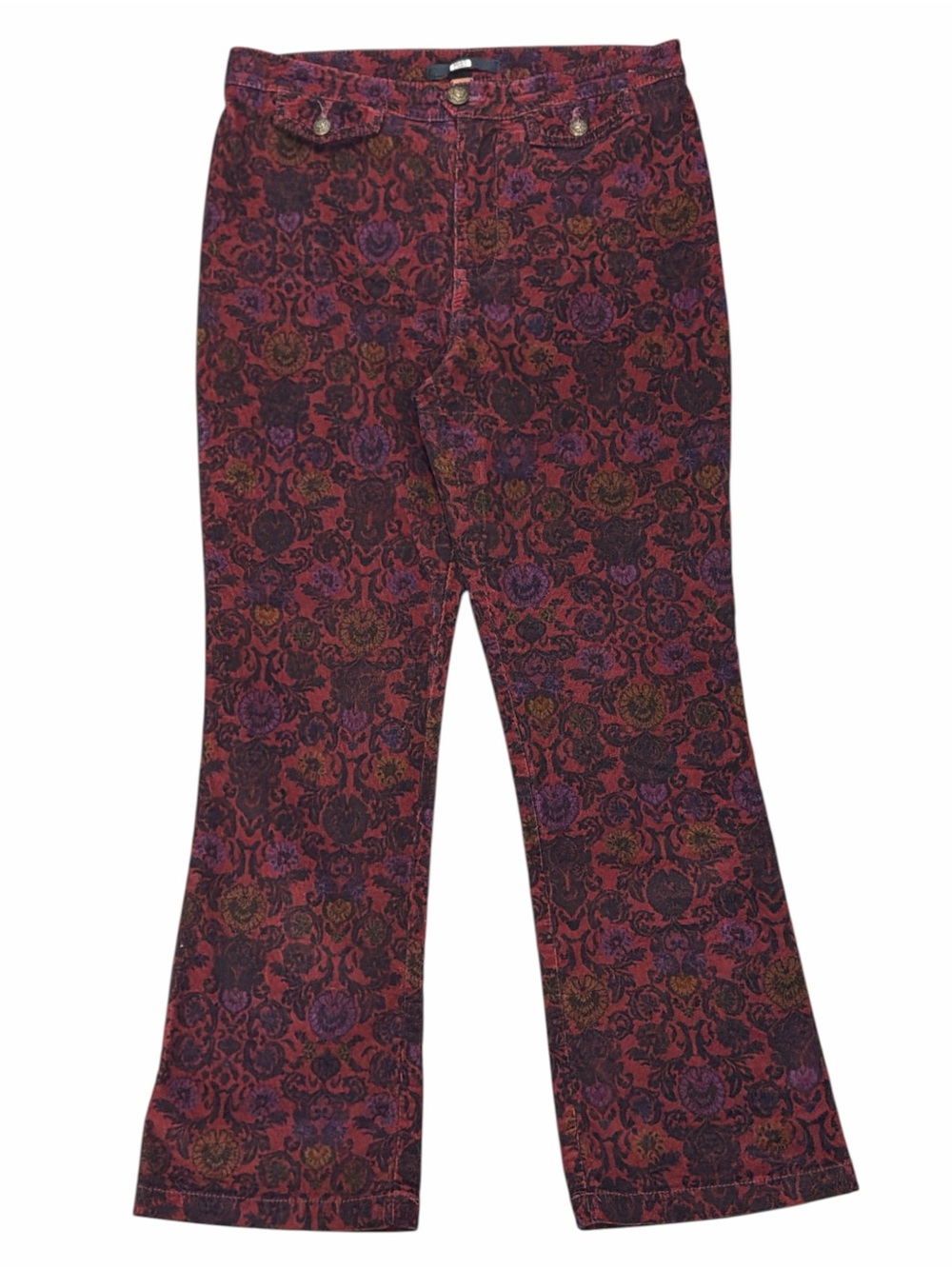 Free People Corduroy Paisley Print Boot Cut Pants